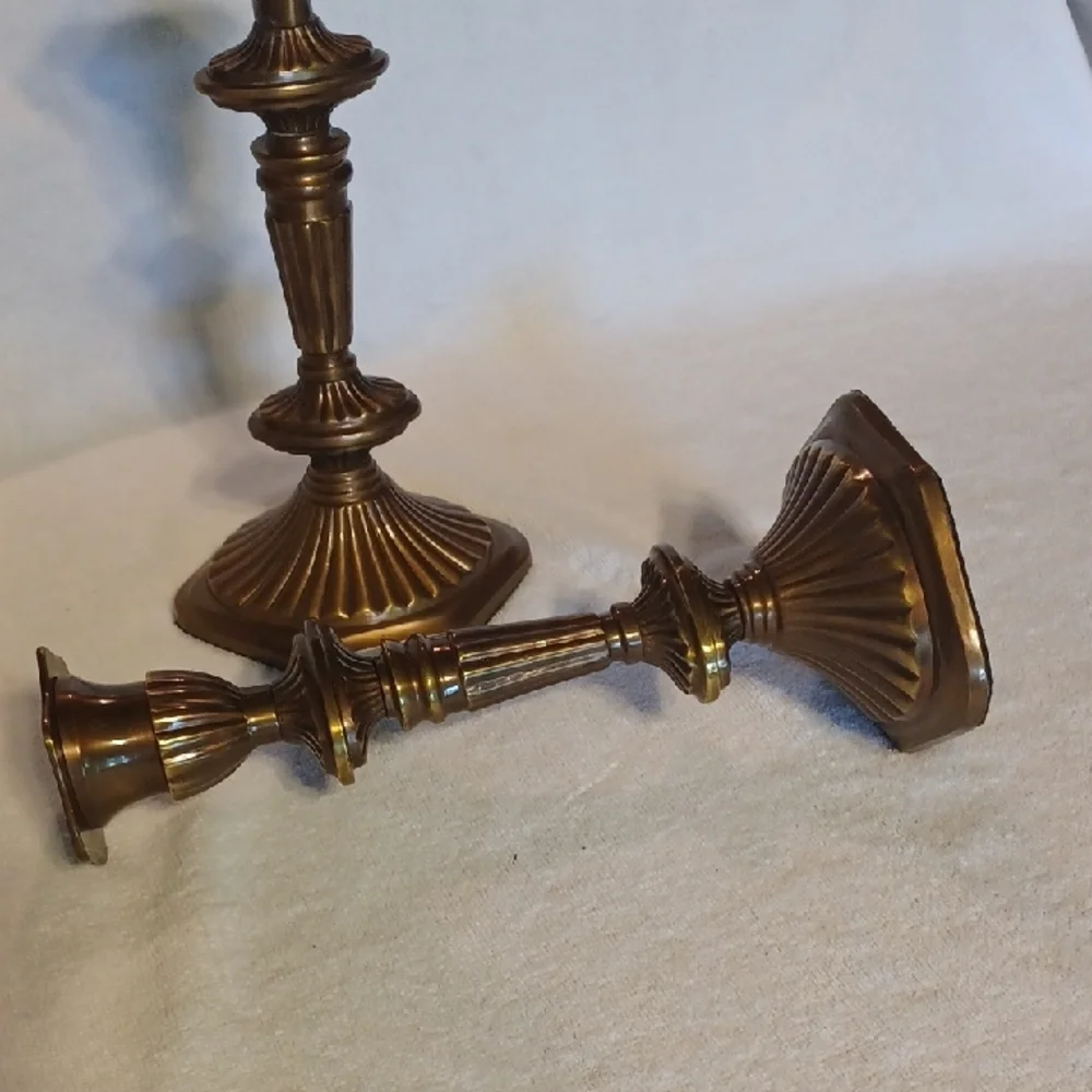 Vintage Gold Candle Holders with Ornate Accents Set Of 2